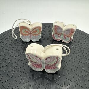 3 Vintage Ceramic Hanging Butterfly Potpourri Satchels